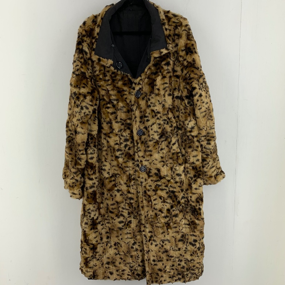 Donna Salyers Fabulous-Furs Faux Reversible Leopard Print Over Coat XL Mob Wife
